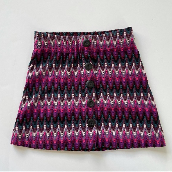 Free People Chevron Button Front Purple Knit Skirt - Picture 1 of 5